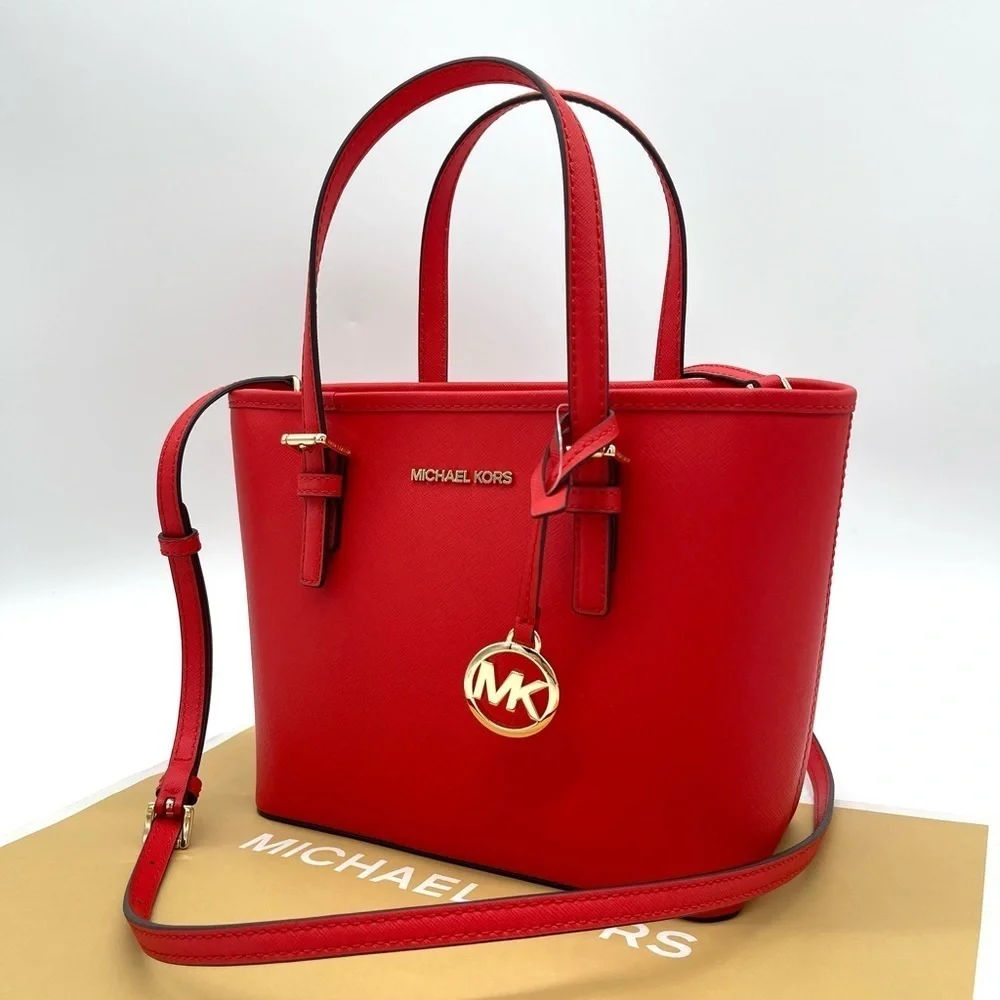 Michael Kors Extra Small To Zip Tote Bag Red/Gold